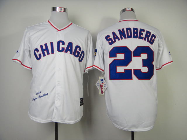 Men Chicago Cubs #23 Sandberg White Throwback 1988 MLB Jerseys->chicago cubs->MLB Jersey